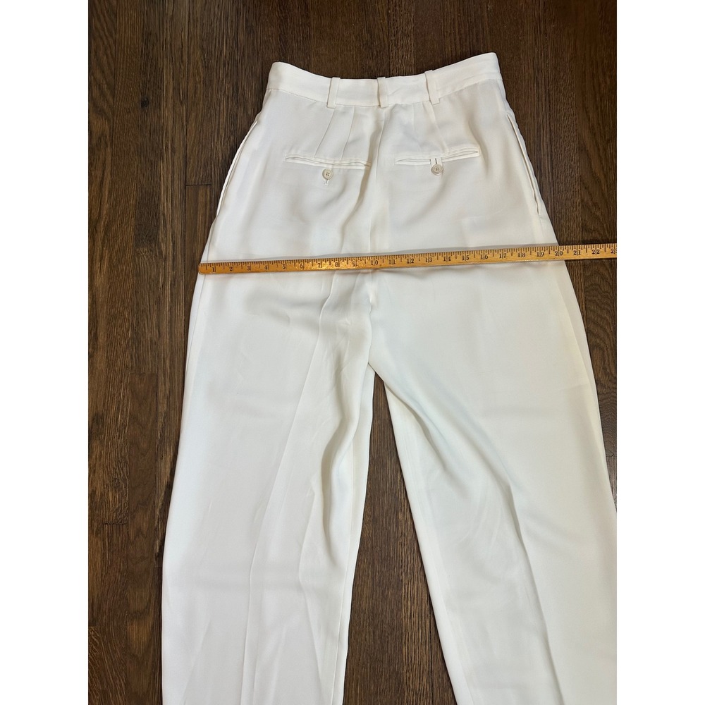 Polo Ralph Lauren Women Off White Pleated Cuffed Wide Leg Trousers Pants - Picture 7 of 8
